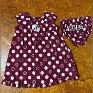 Texas A&M Aggies girls embroidered dress and bloomers 18 months